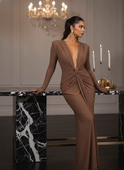 Stella – Elegante Glitterjurk met Diepe V-Hals