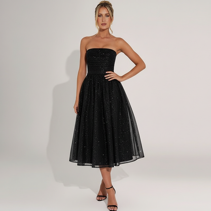 Black Sparkle Midi Dress Full Body 3